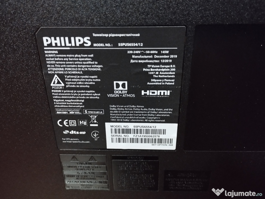 TV Philips 55PUS6554/12 defect