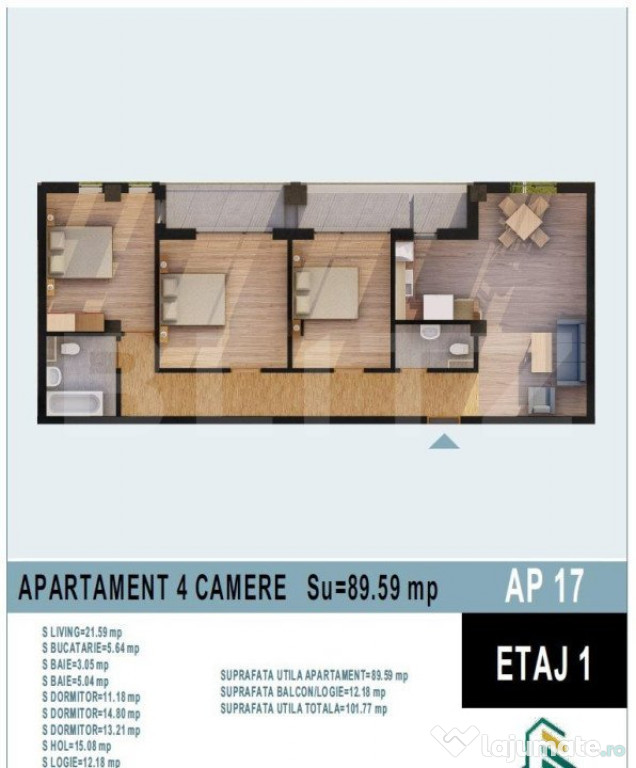 Apartament de 4 camere, 89mp utili, bloc nou