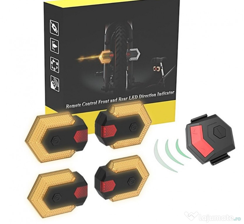 Lumini bicicleta semnalizare stop wireless cu incarcare USB