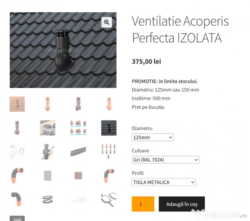 Ventilatie acoperis Perfecta IZOLATA tigla metalica pentru casa gri