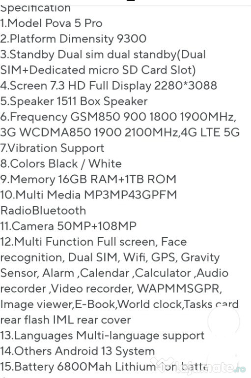 Telefon mobil nou Pova 5 Pro