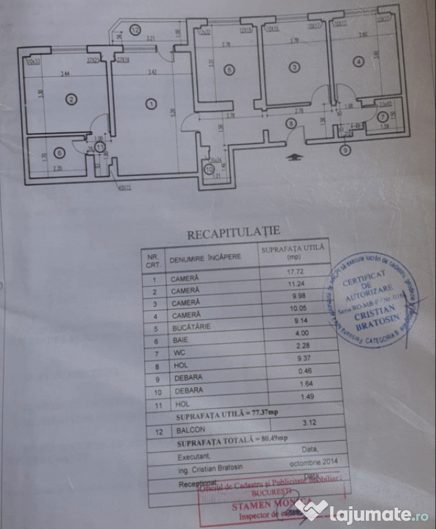 Apartament 4 camere - Huedin - zona Brancoveanu