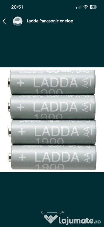 Acumulatori LADDA IKEA Panasonic Enelop reincarcabili AA1900-AAA750mah