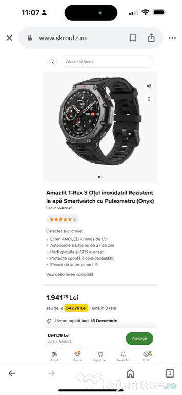 Ceas amazfit t-rex3