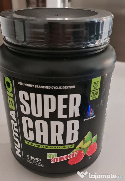 Dextrina Calcica NutraBio, Super Carb, căpșuni Kiwi, 840 g