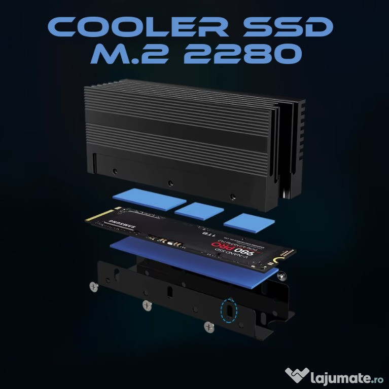 Cooler SSD M.2 2280 NVMe radiator pasiv Aluminiu negru