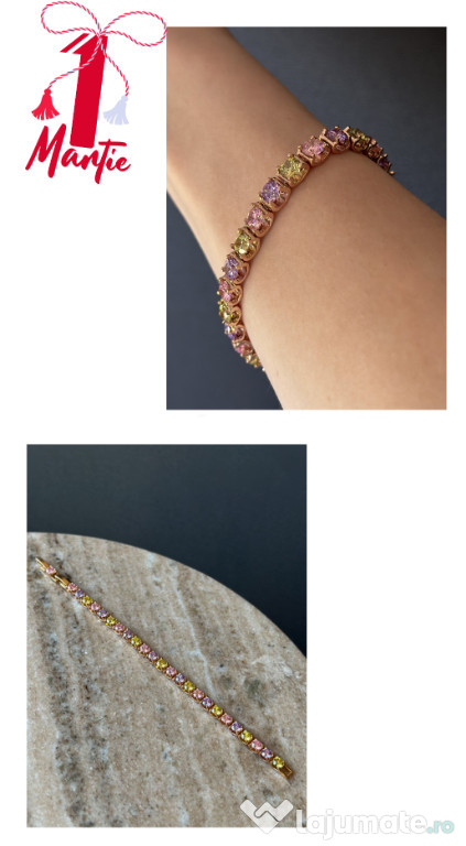 SALES! Multicolor Rose-Gold Plated Tennis Bracelet