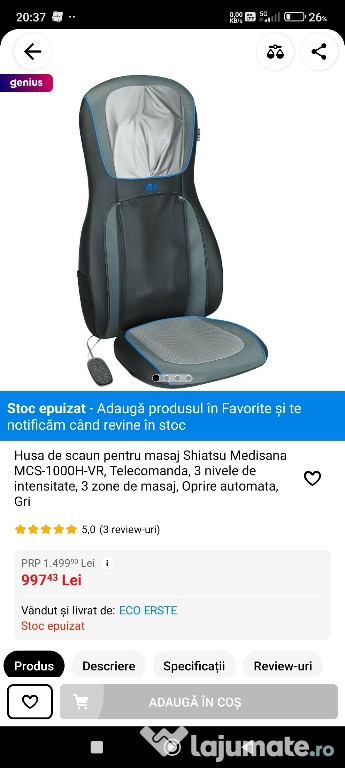 Husa masaj scaun.