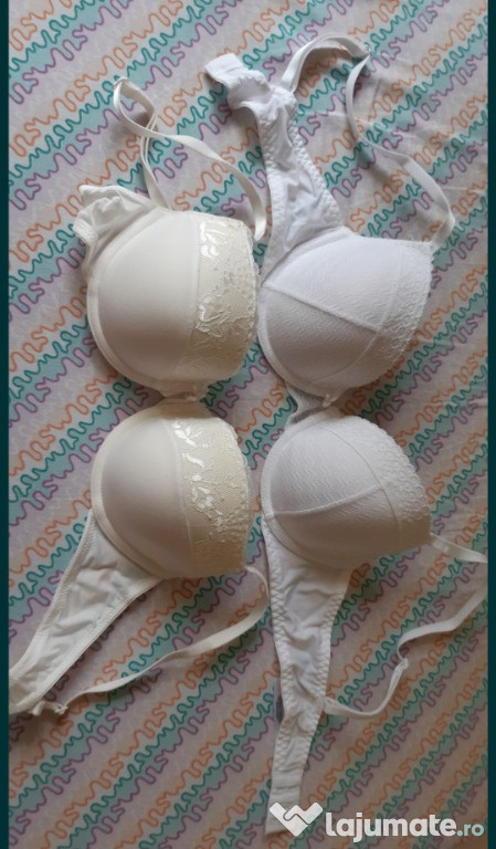 Lot sutiene alb+crem