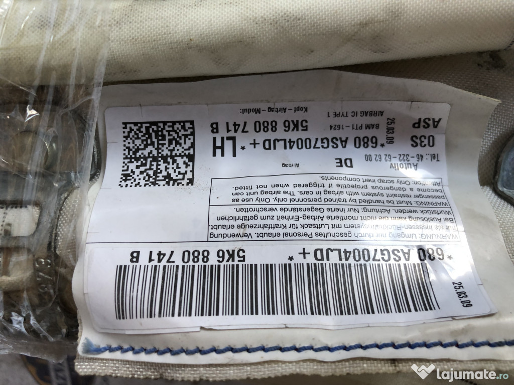 Airbag cortina stanga Volkswagen Golf 6 Hatchback 2009