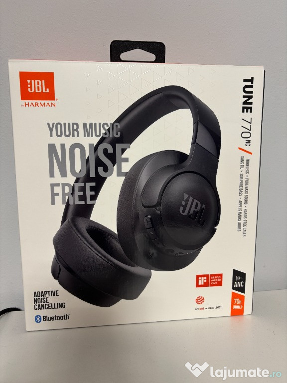 Casti JBL Tune 770NC, Bluetooth, On-ear, Microfon, Noise cancelling