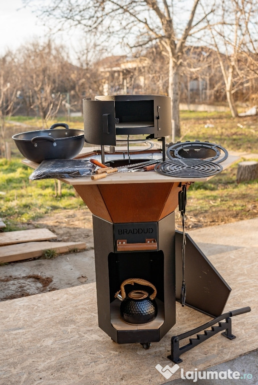 Gratare cu plita inox / baza , cuva corten