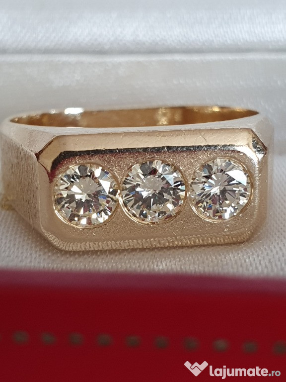 Inel regal TANK ring aur masiv diamante naturale 1,5ct