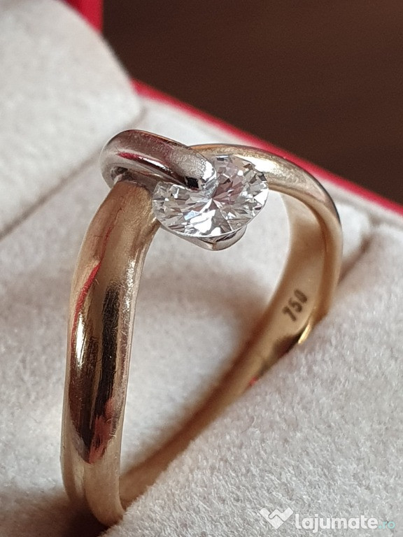 Inel unicat extravagant aur masiv cu diamant natural urias 0,8ct