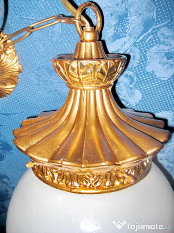 6346-Lampadar Vechi Bronz Sticla Mata Cu Trandafiri.