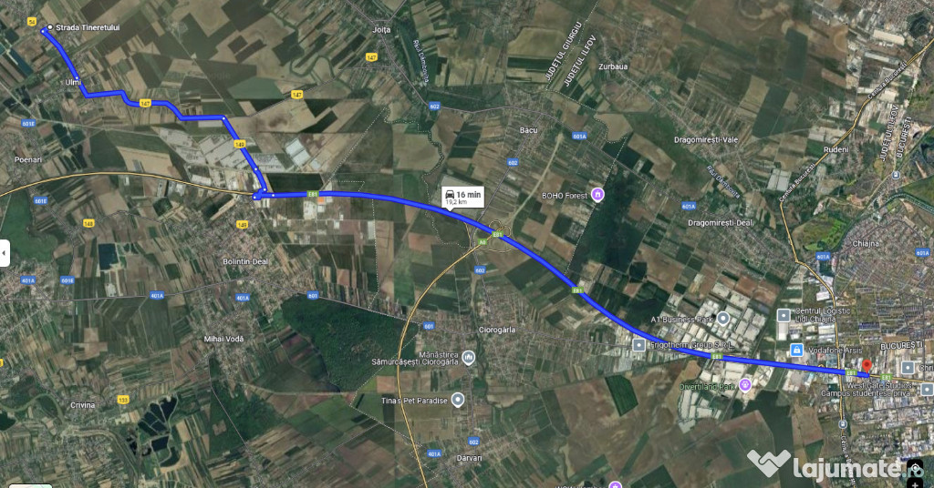 Teren intravilan periferie Bucuresti in Comuna Ulmi, Giurgiu.