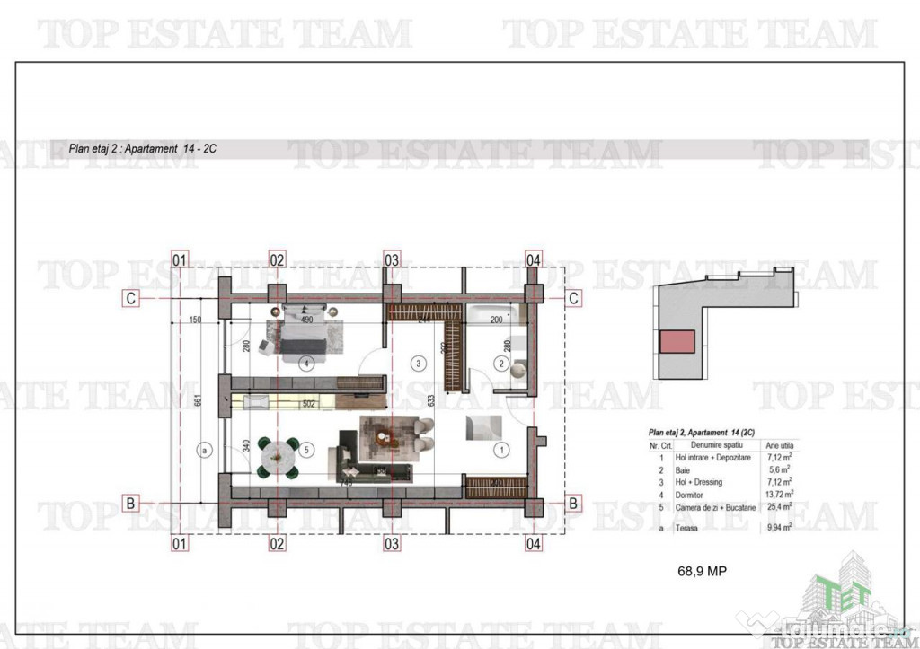 Apartament 2 camere bloc nou metrou 1 Decembrie 1918