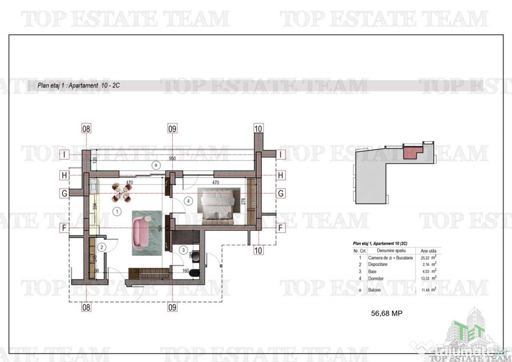 Apartament 2 camere bloc nou metrou 1 Decembrie 1918