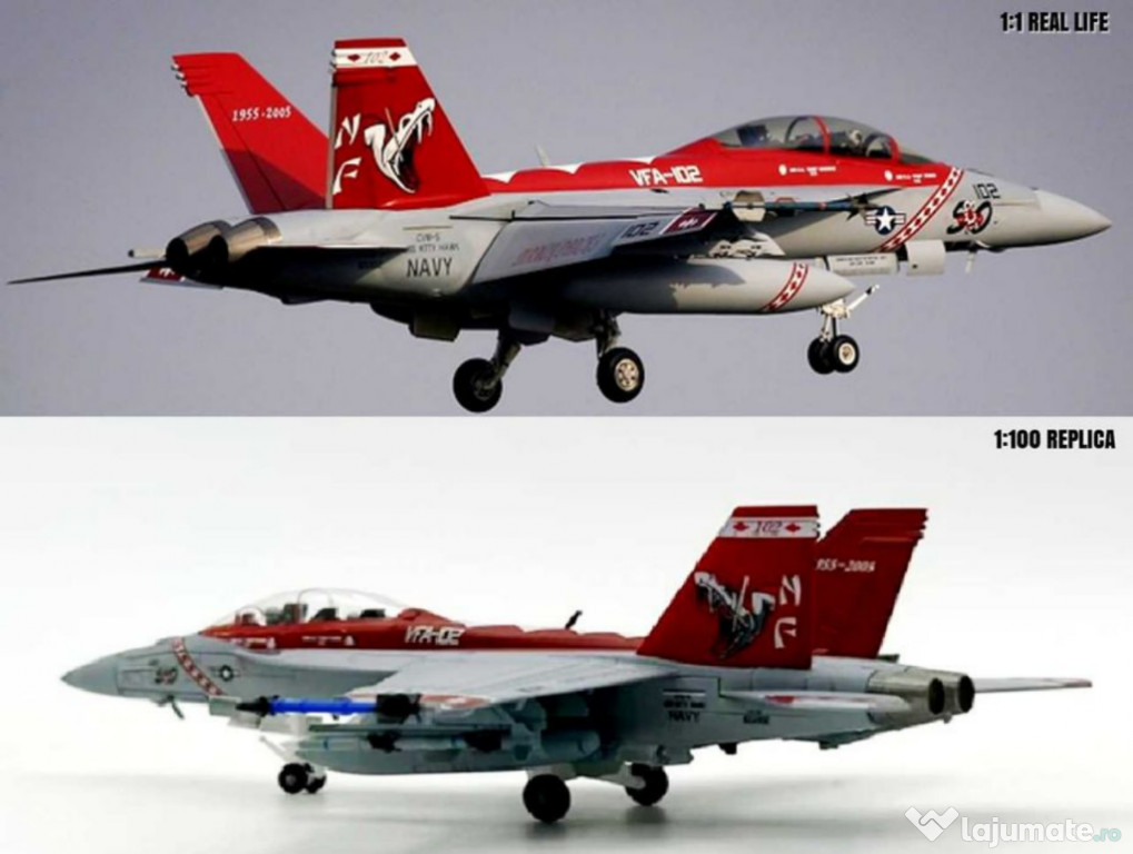 Macheta avion metalica F/A-18F VFA-102 Super Hornet Diamondbacks 1:100