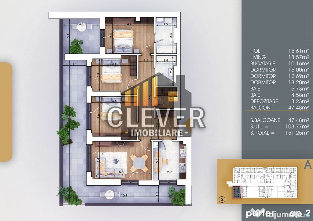 Apartament 4 Camere Terasa Generoasa 7 Min. Metrou N. Teclu