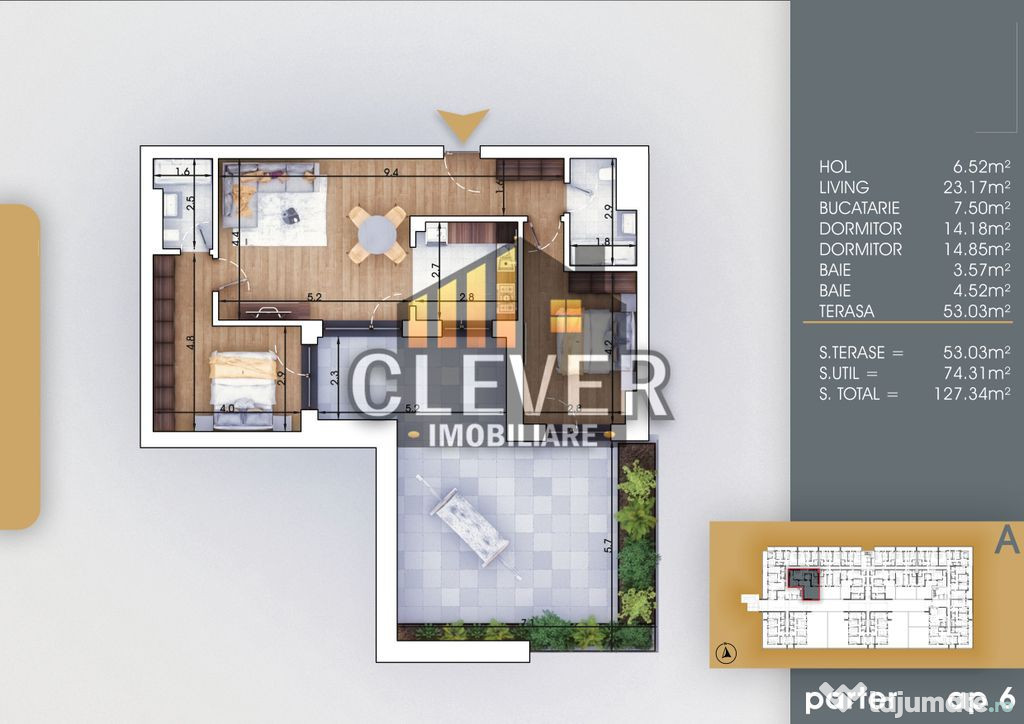 Titan- Pallady Apartament 3 camere Incalzire prin Pardoseala