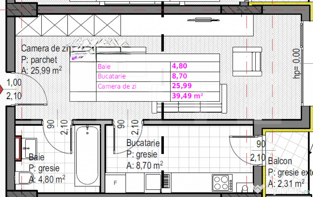 Apartament cu 1 camera + bucatarie inchisa , Soporului –