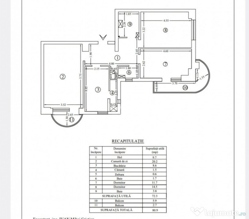 Apartament de vanzare 3 camere si 2 bai, Pacurari- Restaunat