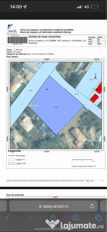 Teren intravilan 1.700 mp – Negoesti, Călărași