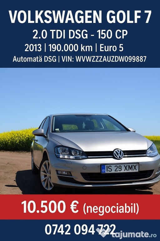 Volkswagen Golf 7 – 2.0 TDI DSG – 150 CP