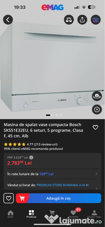Masina de spalat vase compacta