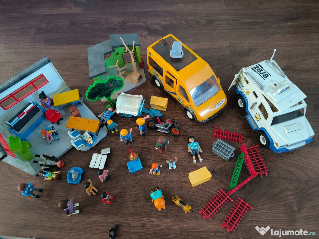 Playmobil școală, autobuz, poliție, petshop
