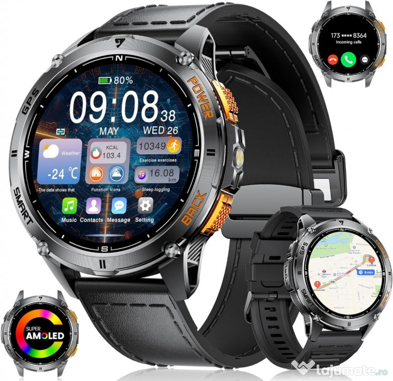 Ceas inteligent militar LIGE DM4, AMOLED de 1,43", GPS, funcție de ape