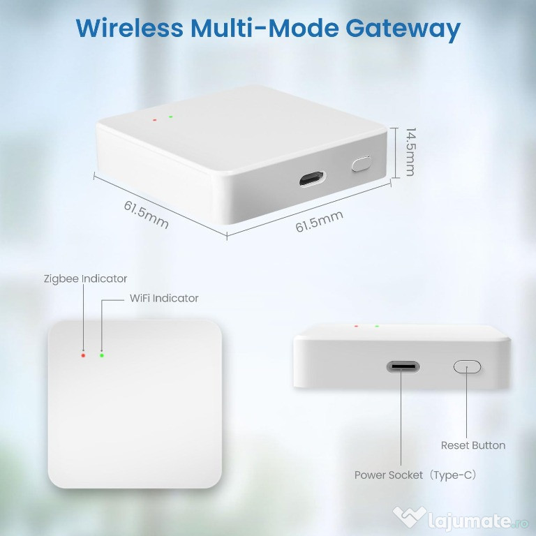 Gateway Hub ZigBee 3.0 WiFi, Tuya / SmartLife, compatibil iOS, Android