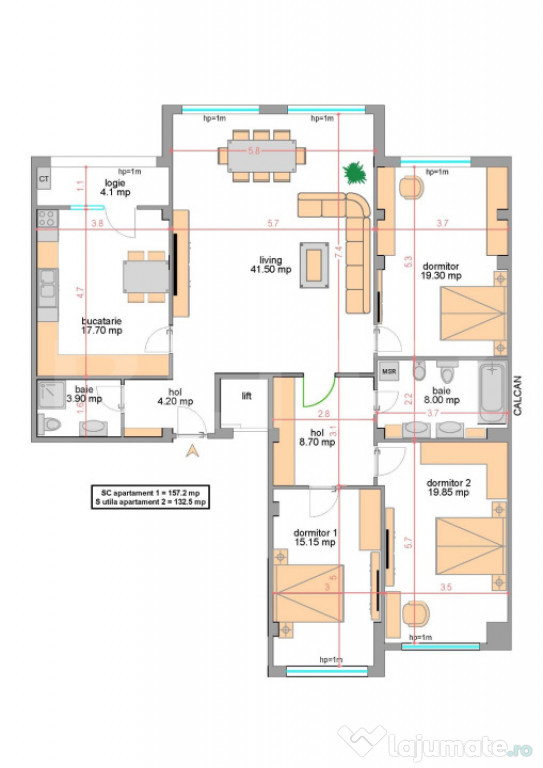 Apartament 3 camere, 84 mp utili, zona Central