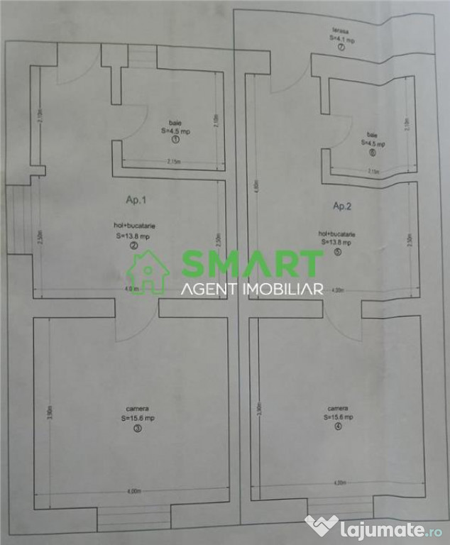 2 apartamente 1 camera la casa. Arad, zona Poetului.