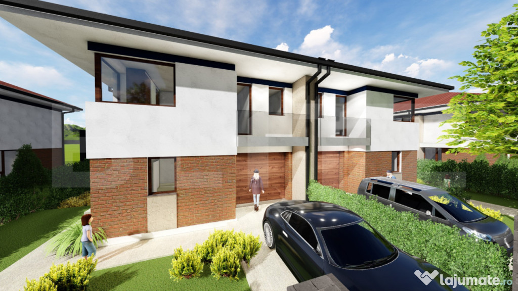 Casă modernă 192 mp, 5 camere, Living, Bucatarie, ansamblu