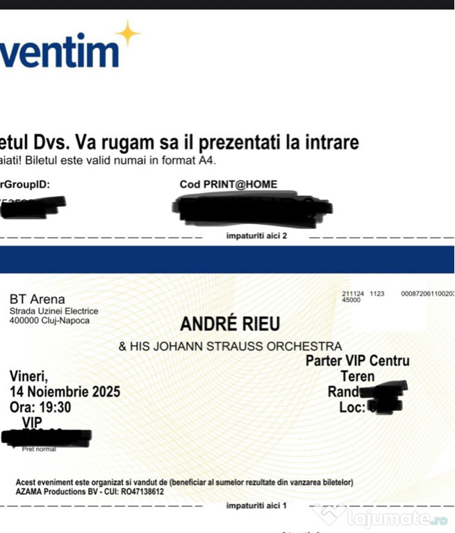 Bilete VIP Andre Rieu 14 nov