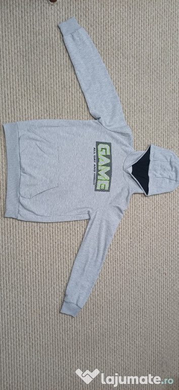 Pulover alb pentru gameri "game all day and night"