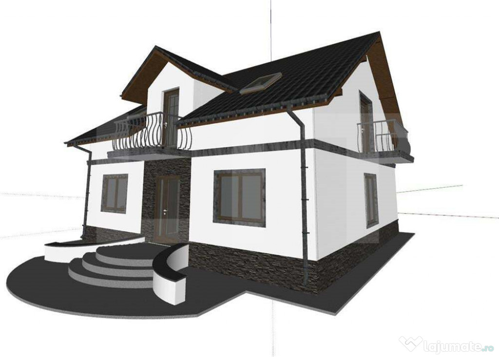 Proiect casă cu mansardă, 148 mp utili, teren 514 mp – T