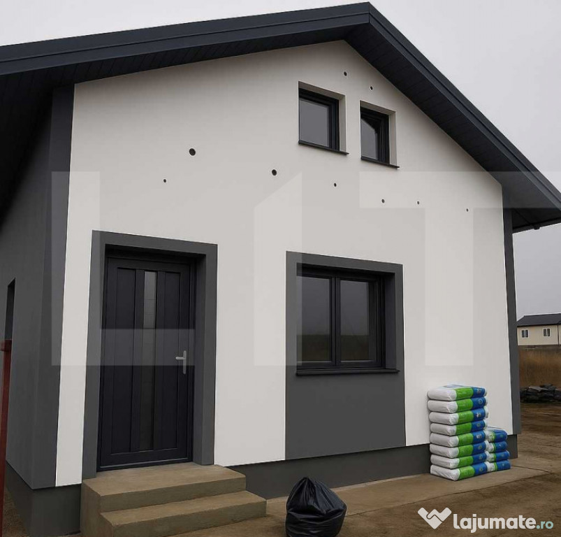 Casă nouă 3 camere + teren 250mp – zonă limitrofă Berc