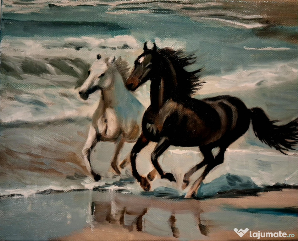 Pictură in ulei pe pânză întinsă pe șasiu