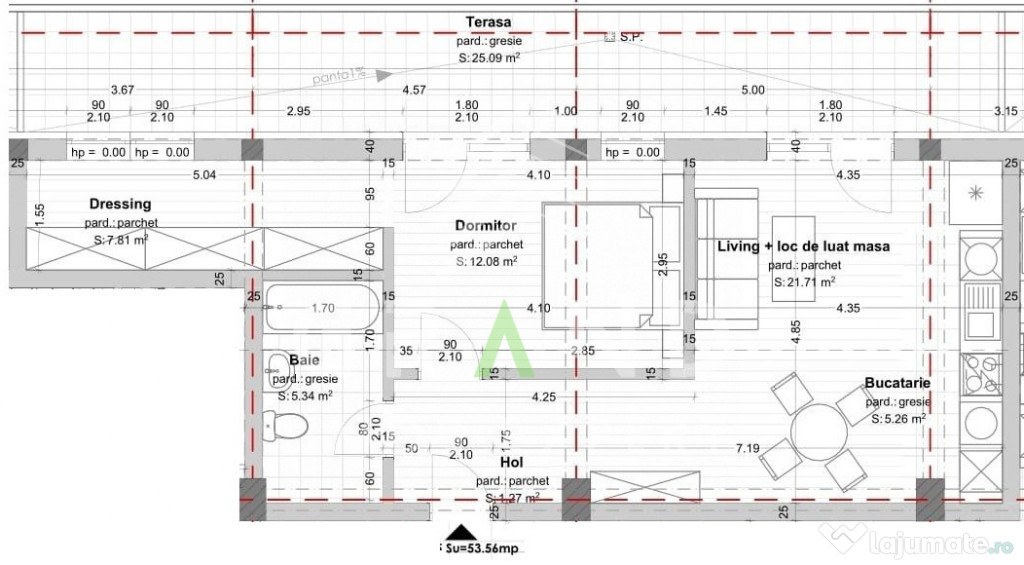 Ap 2 camere+dressing+terasă 25 mp | Parcare subterană | D?