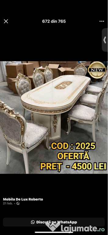 Masa cu 8 scaune și colțare regești