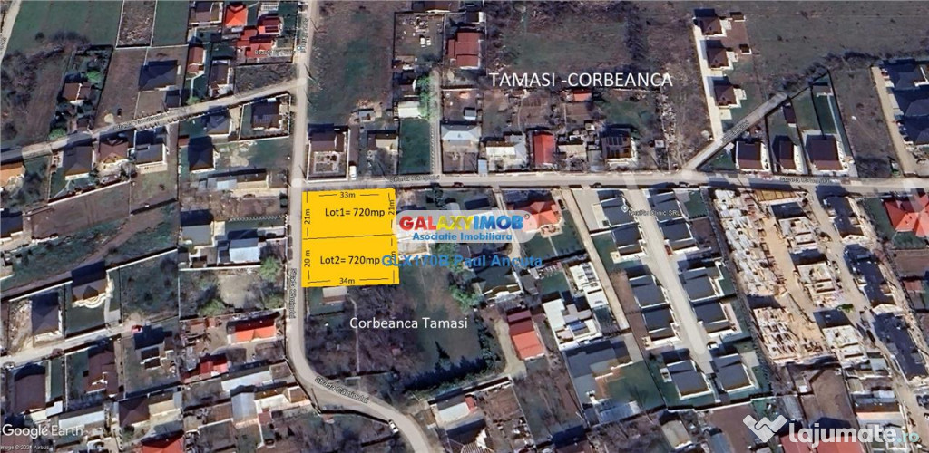Teren 720 mp lot casa Corbeanca str Campului cu str Caminulu