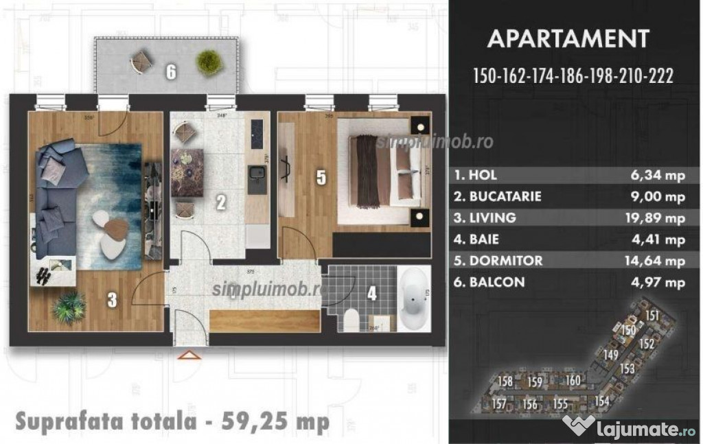 Decomandat 60mp Bloc 2026 Centrala Proprie