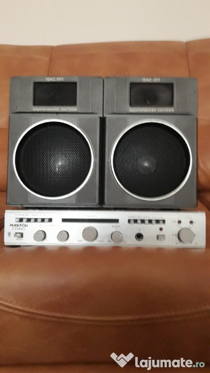 Amplituner rusesc micron stereo 2×25w cu boxe