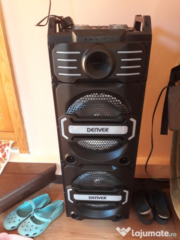 Boxă activă denver 100w bluetoth stik card radio acumulator