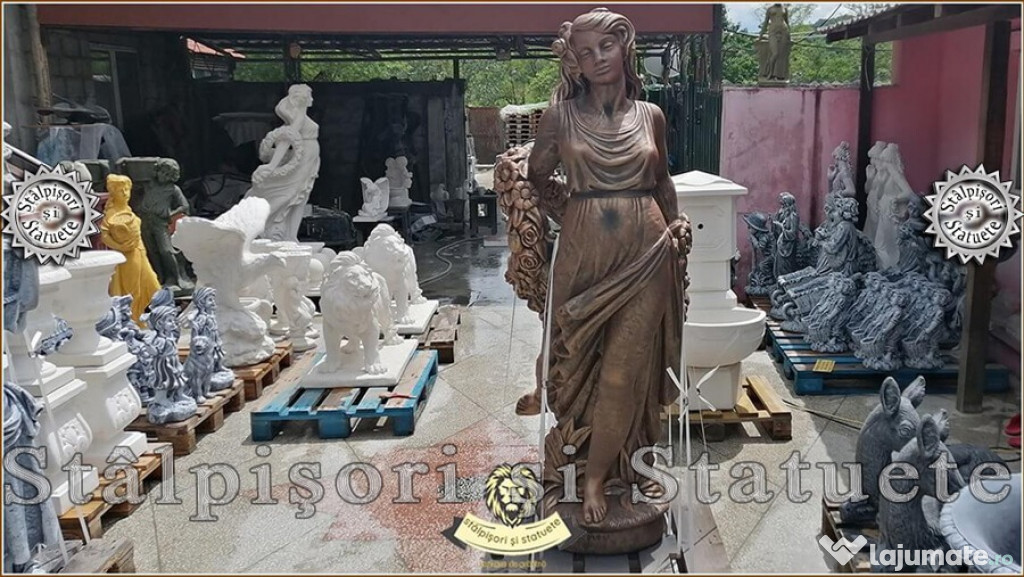 Statuetă domnița cu flori, arămiu antichizat, model S50.