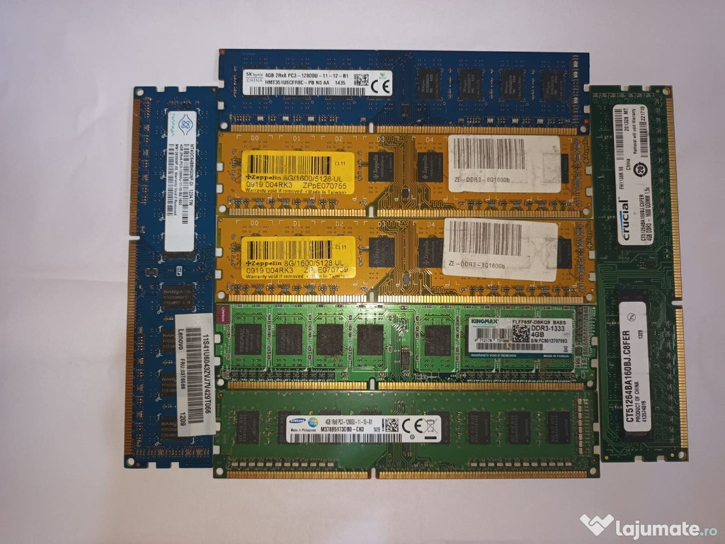 Placute ram pc ddr3 de 8 gb si 4 gb