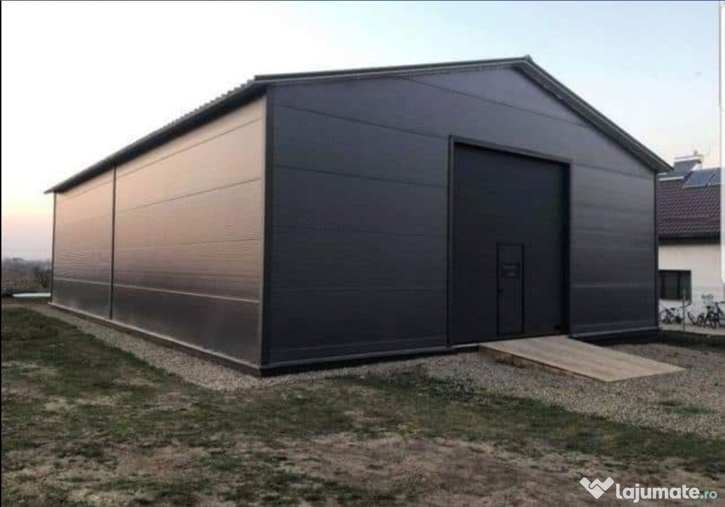 Hală metalică 30x25x7 acoperită cu panou sandwich de 6c